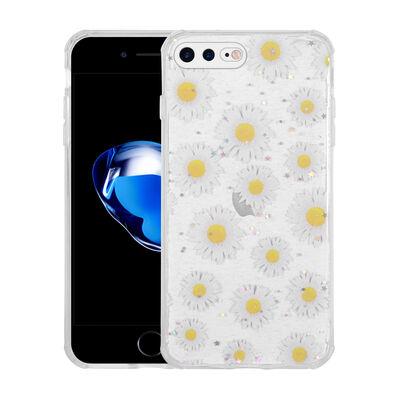 Apple iPhone 8 Plus Case Glittery Patterned Camera Protected Shiny Zore Popy Cover - 3