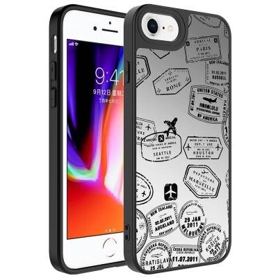 Apple iPhone 8 Plus Case Mirror Patterned Camera Protected Glossy Zore Mirror Cover - 3