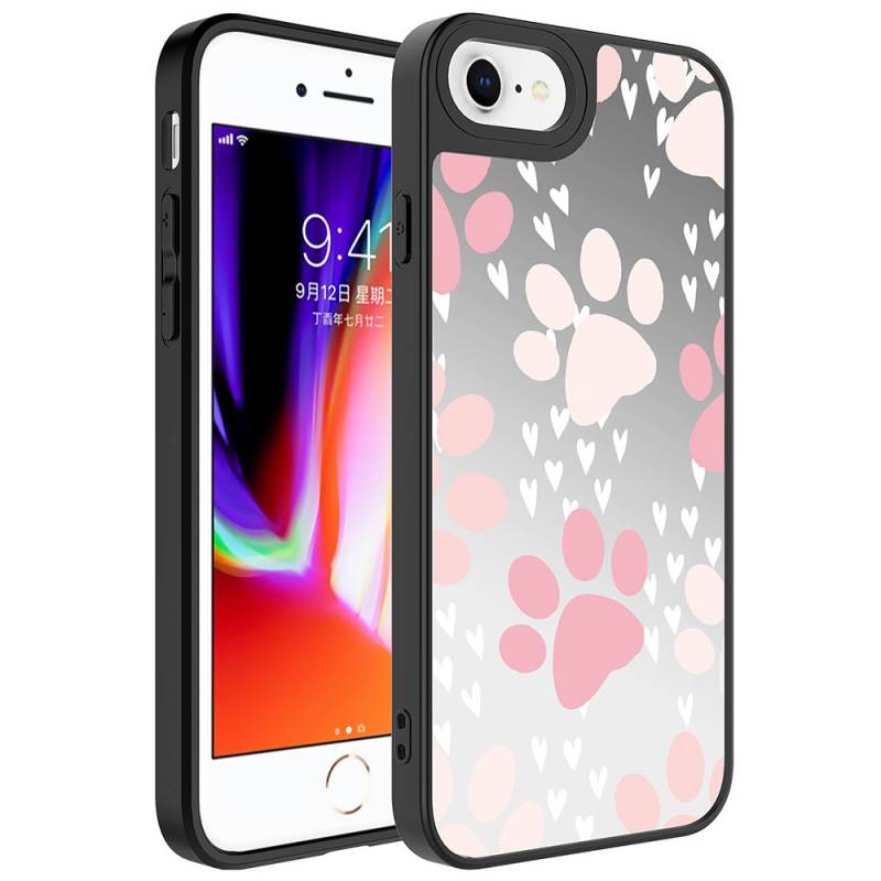 Apple iPhone 8 Plus Case Mirror Patterned Camera Protected Glossy Zore Mirror Cover - 7