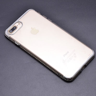 Apple iPhone 8 Plus Kılıf Zore Tek Sıra Taşlı Silikon - 3