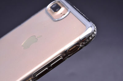 Apple iPhone 8 Plus Kılıf Zore Tek Sıra Taşlı Silikon - 4