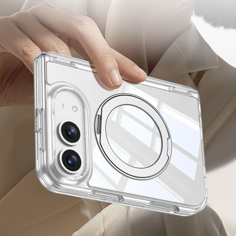 Apple iPhone Duo Case M-safe Charging Enabled Zore Kipta KPT-09 Ring Stand Transparent Hard PC Cover - 5