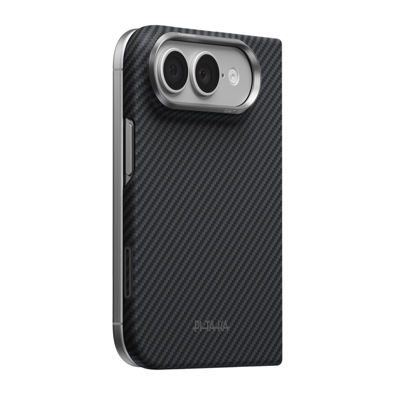 Apple iPhone Duo Case Pitaka M-safe Charging Feature Edge Series Black-Grey Twill 600D Aramid Carbon Fiber Cover - 1