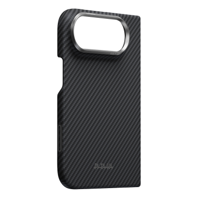 Apple iPhone Duo Case Pitaka M-safe Charging Feature Edge Series Black-Grey Twill 600D Aramid Carbon Fiber Cover - 3