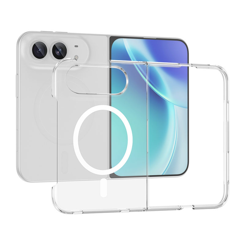 Apple iPhone Duo (Fold) Kamera Korumalı M-Safe Şarj Özellikli Şeffaf Zore London Sert PC Kapak - 1