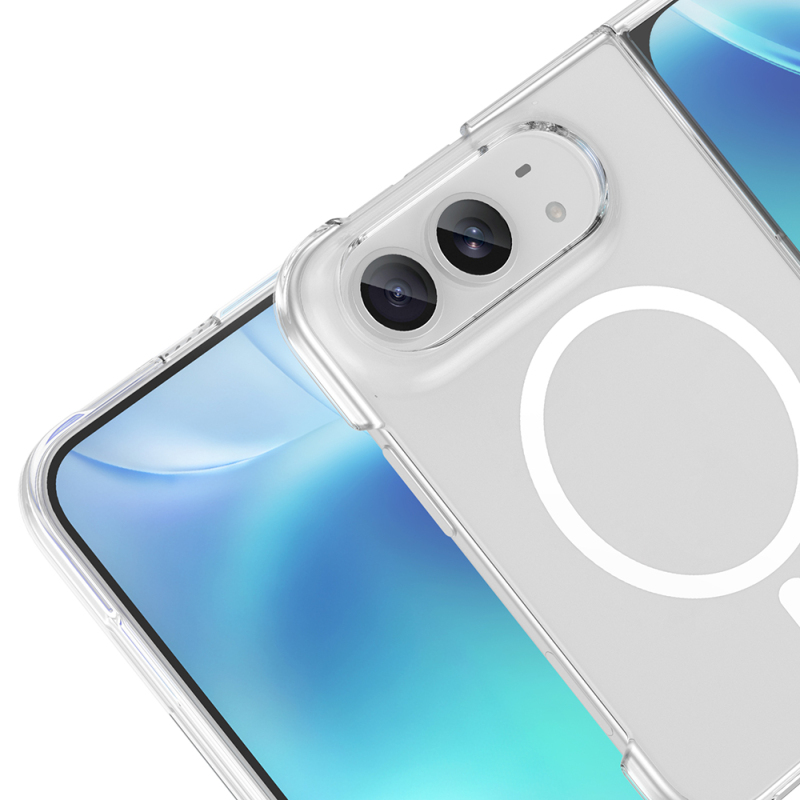 Apple iPhone Duo (Fold) Kamera Korumalı M-Safe Şarj Özellikli Şeffaf Zore London Sert PC Kapak - 3