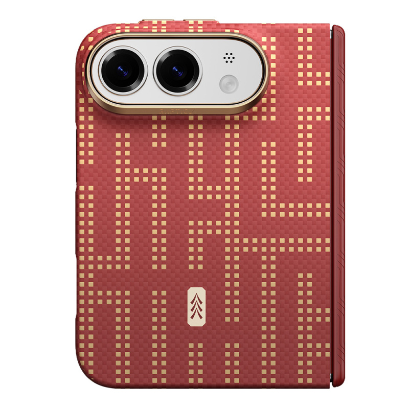 Apple iPhone Duo (Fold) Kılıf M-safe Şarj Özellikli Raptic Aramid SkinPro Grid Serisi Karbon Kapak - 2