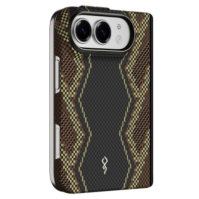 Apple iPhone Duo (Fold) Kılıf M-safe Şarj Özellikli Raptic Aramid SkinPro Scepter Serisi Karbon Kapak - 1