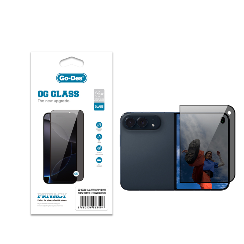 Apple iPhone Duo Go Des OG Glass Privacy Antistatik Temperli Cam Ekran Koruyucu - 1
