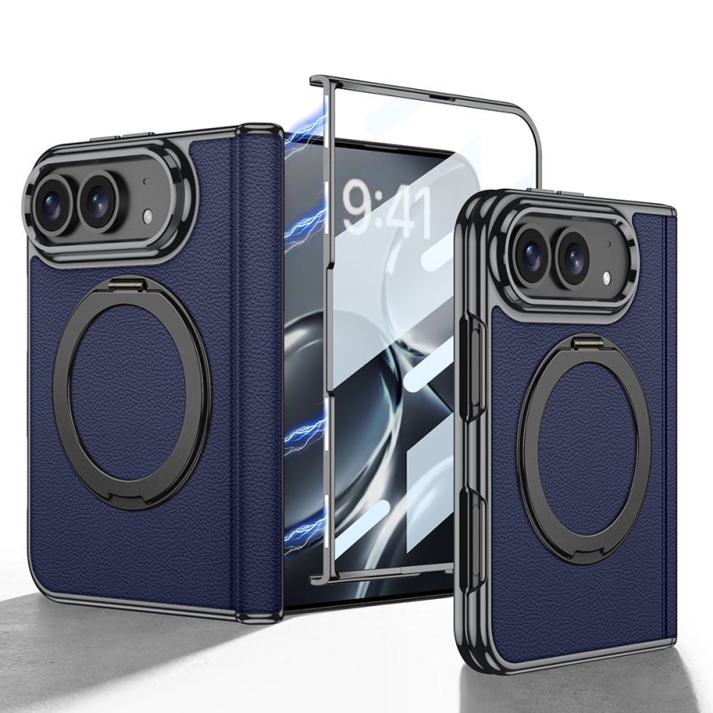 Apple iPhone Duo Kılıf M-safe Şarj Özellikli 360 Derece Dönebilen Standlı Zore Kıpta KPT-17 Deri Tasarımlı Kapak - 3