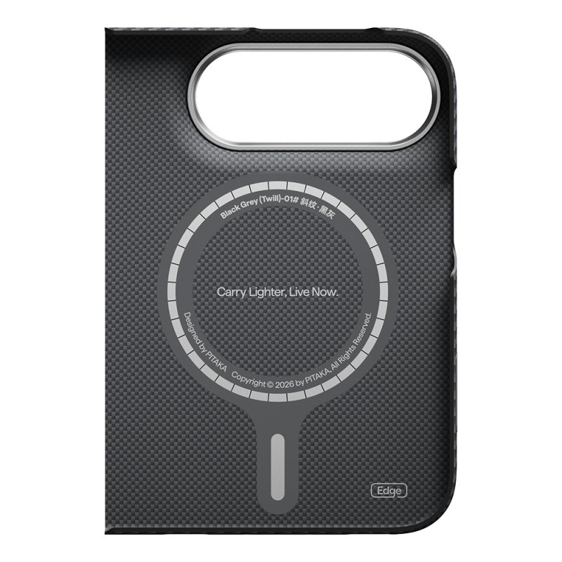 Apple iPhone Duo Kılıf M-safe Şarj Özellikli 600D Aramid Karbon Fiber Pitaka Edge Serisi Black-Grey Twill Kapak - 5