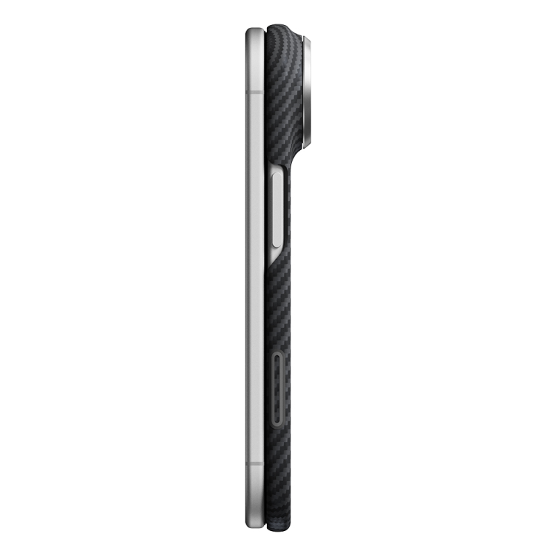Apple iPhone Duo Kılıf M-safe Şarj Özellikli 600D Aramid Karbon Fiber Pitaka Edge Serisi Black-Grey Twill Kapak - 7