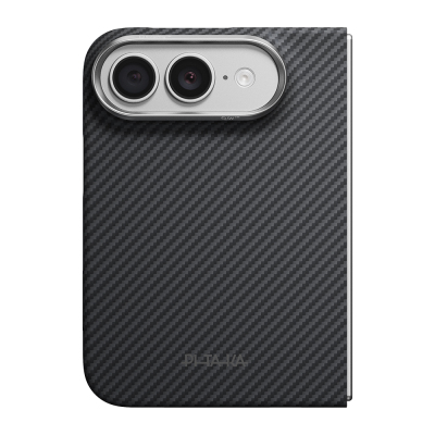 Apple iPhone Duo Kılıf M-safe Şarj Özellikli 600D Aramid Karbon Fiber Pitaka Edge Serisi Black-Grey Twill Kapak - 2