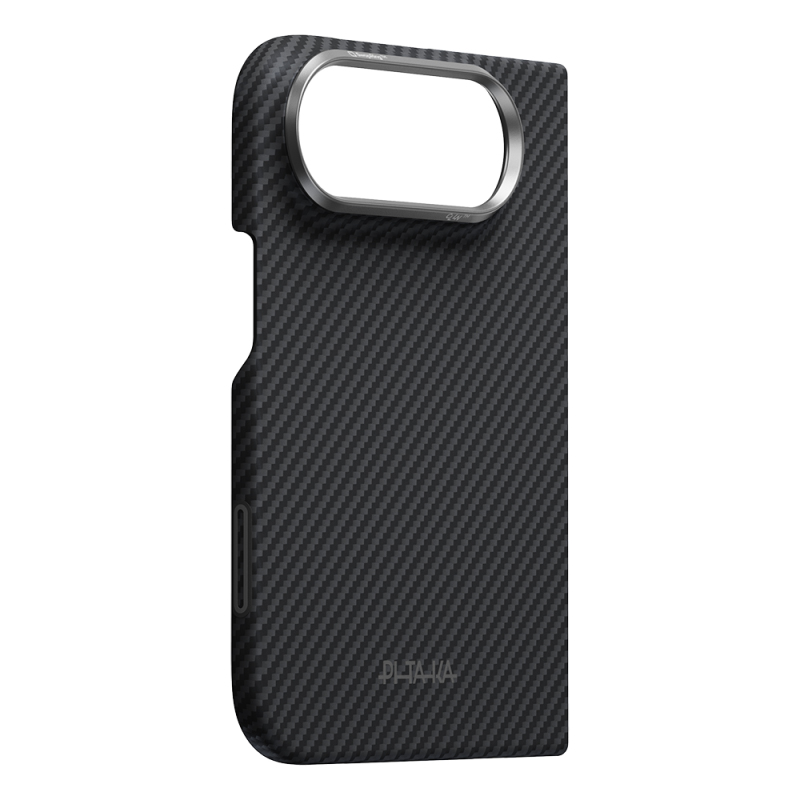 Apple iPhone Duo Kılıf M-safe Şarj Özellikli 600D Aramid Karbon Fiber Pitaka Edge Serisi Black-Grey Twill Kapak - 3