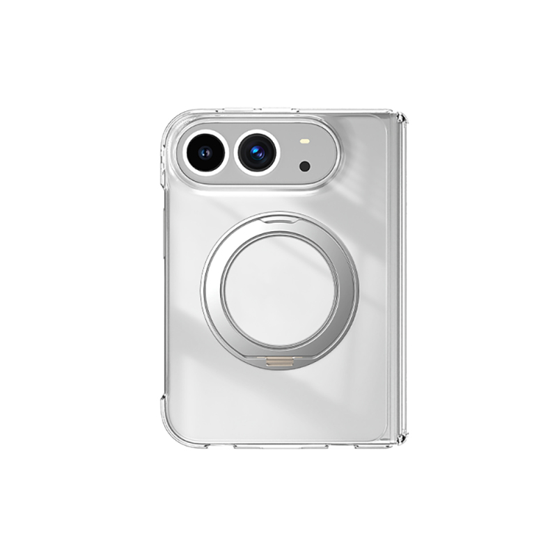 Apple iPhone Duo Kılıf M-safe Şarj Özellikli Transparan Sert PC Wlons Pita Standlı Kapak - 2