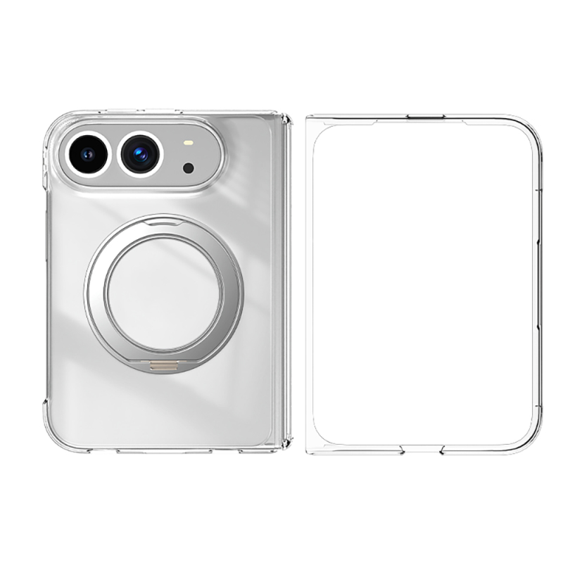Apple iPhone Duo Kılıf M-safe Şarj Özellikli Transparan Sert PC Wlons Pita Standlı Kapak - 1