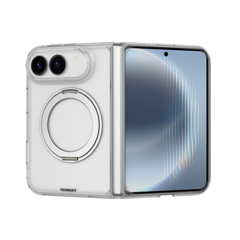 Apple iPhone Duo Kılıf M-safe Şarj Özellikli Youngkit Clear Serisi Standlı Kapak - 1