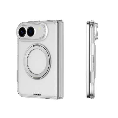 Apple iPhone Duo Kılıf M-safe Şarj Özellikli Youngkit Clear Serisi Standlı Kapak - 4