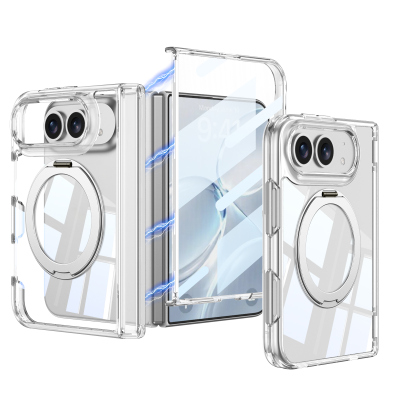 Apple iPhone Duo Kılıf M-safe Şarj Özellikli Zore Kıpta KPT-09 Ring Standlı Şeffaf Sert PC Kapak - 2