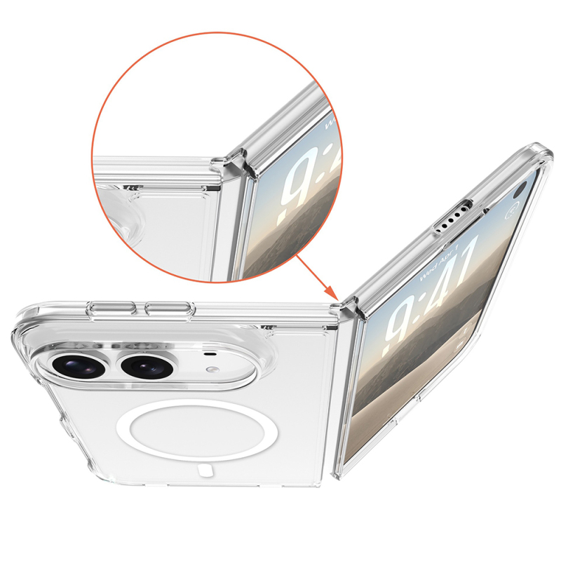 Apple iPhone Duo Kılıf Zore M-safe Şarj Özellikli Şeffaf Kamera Çerçeveli UTS PC Kapak - 2