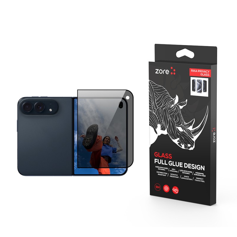 Apple iPhone Duo Zore Rika Premium Privacy Temperli Cam Ekran Koruyucu - 1