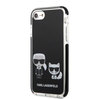 Apple iPhone SE 2020 Case Karl Lagerfeld Edges Black Silicone K&C Design Cover - 4