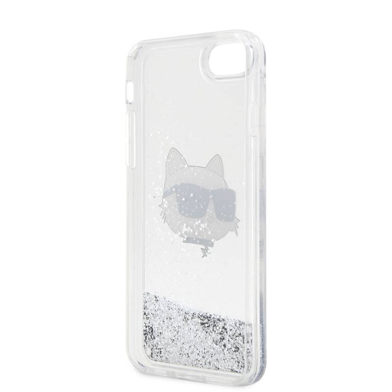 Apple iPhone SE 2020 Case Karl Lagerfeld Liquid Glittery Choupette Head Design Cover - 3