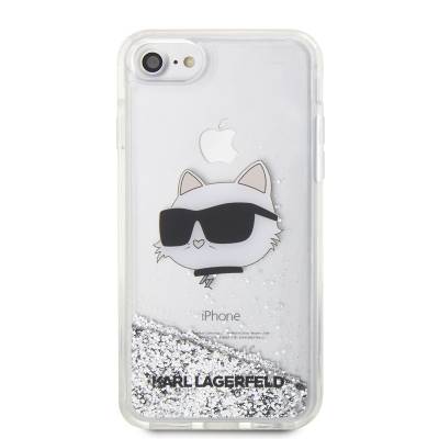 Apple iPhone SE 2020 Case Karl Lagerfeld Liquid Glittery Choupette Head Design Cover - 5