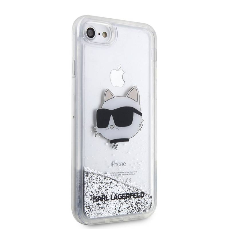 Apple iPhone SE 2020 Case Karl Lagerfeld Liquid Glittery Choupette Head Design Cover - 8