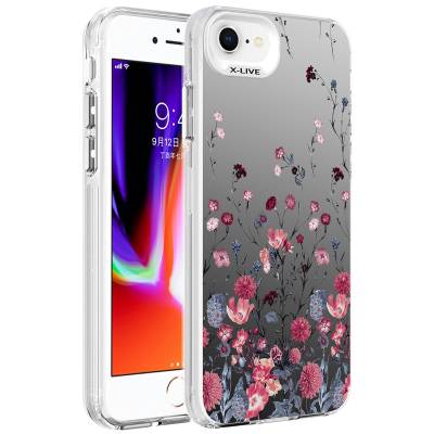 Apple iPhone SE 2020 Case Patterned Zore Silver Hard Cover - 2