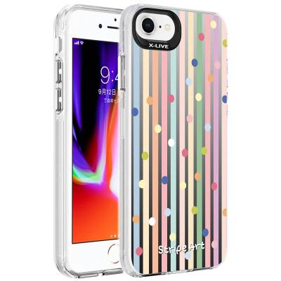 Apple iPhone SE 2020 Case Patterned Zore Silver Hard Cover - 1