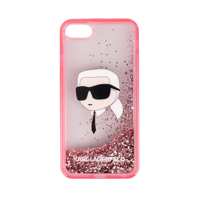 Apple iPhone SE 2020 Kılıf Karl Lagerfeld Sıvılı Simli Karl Head Dizayn Kapak - 10