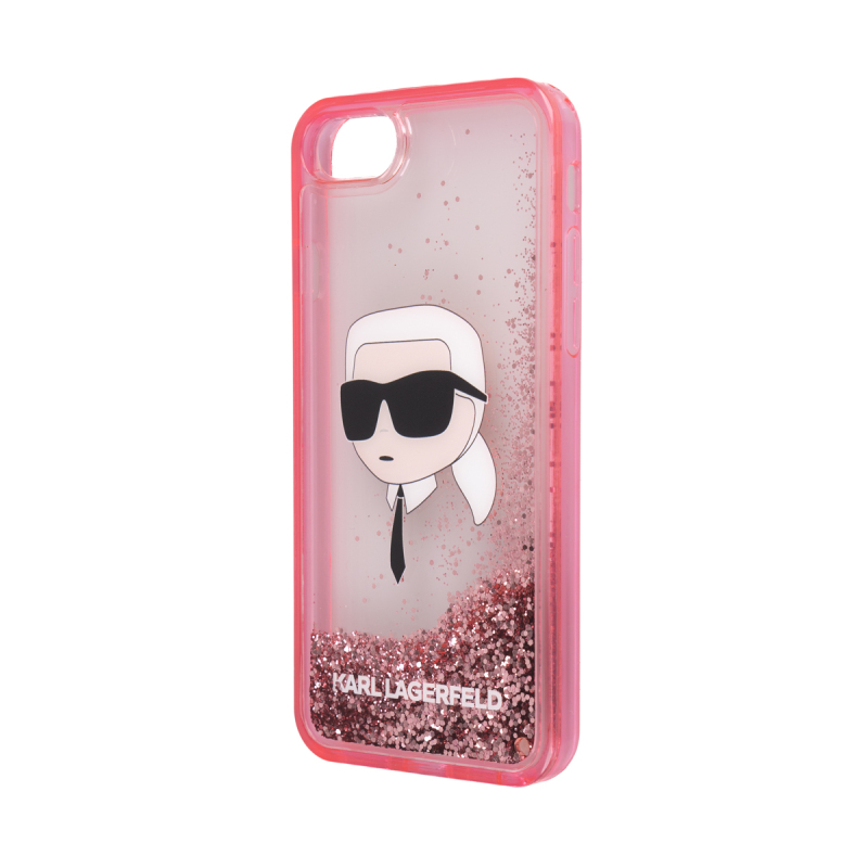 Apple iPhone SE 2020 Kılıf Karl Lagerfeld Sıvılı Simli Karl Head Dizayn Kapak - 11