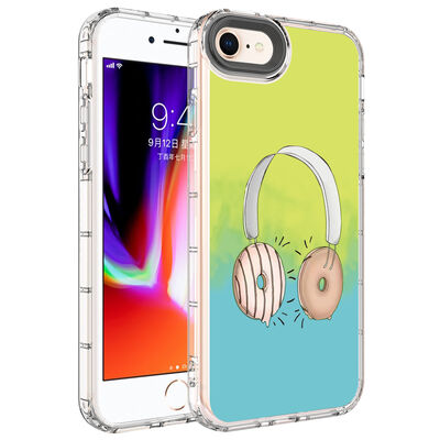 Apple iPhone SE 2022 Case Camera Protected Colorful Patterned Hard Silicone Zore Korn Cover - 17