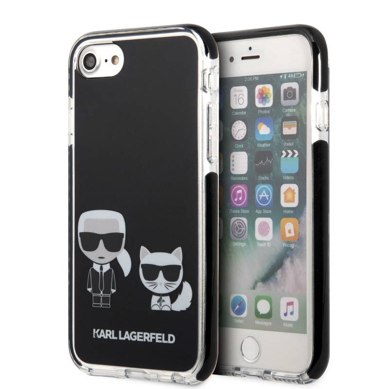 Apple iPhone SE 2022 Case Karl Lagerfeld Edges Black Silicone K&C Design Cover - 1