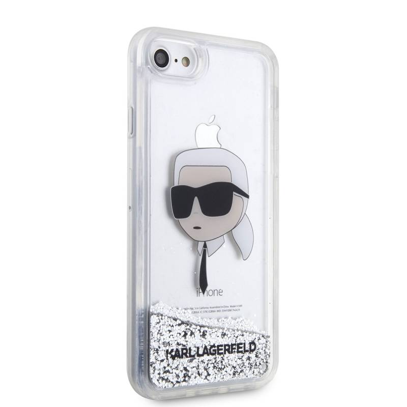 Apple iPhone SE 2022 Case Karl Lagerfeld Liquid Glitter Karl Head Design Cover - 8