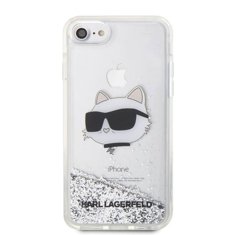 Apple iPhone SE 2022 Case Karl Lagerfeld Liquid Glittery Choupette Head Design Cover - 5