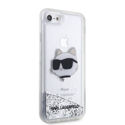 Apple iPhone SE 2022 Case Karl Lagerfeld Liquid Glittery Choupette Head Design Cover - 8