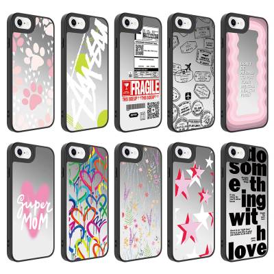 Apple iPhone SE 2022 Case Mirror Patterned Camera Protected Glossy Zore Mirror Cover - 2