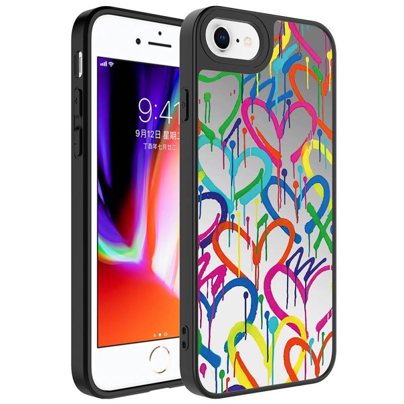 Apple iPhone SE 2022 Case Mirror Patterned Camera Protected Glossy Zore Mirror Cover - 10