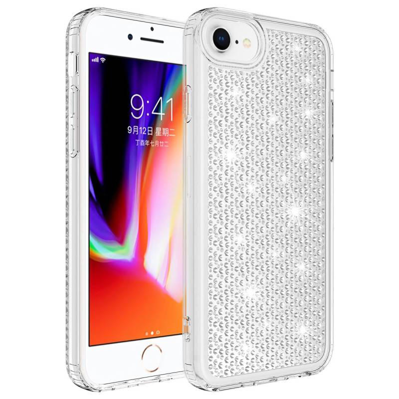 Apple iPhone SE 2022 Case With Airbag Shiny Design Zore Snow Cover - 6