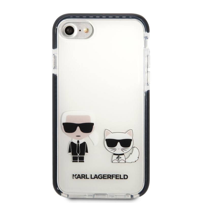 Apple iPhone SE 2022 Kılıf Karl Lagerfeld Kenarları Siyah Silikon K&C Dizayn Kapak - 10