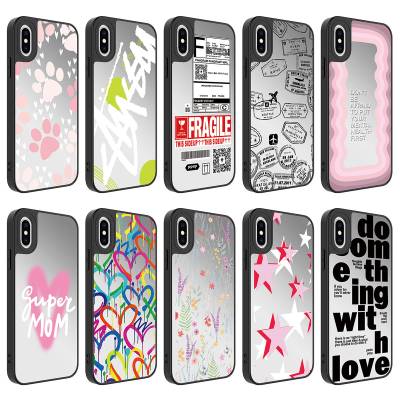 Apple iPhone X Case Mirror Patterned Camera Protected Glossy Zore Mirror Cover - 2