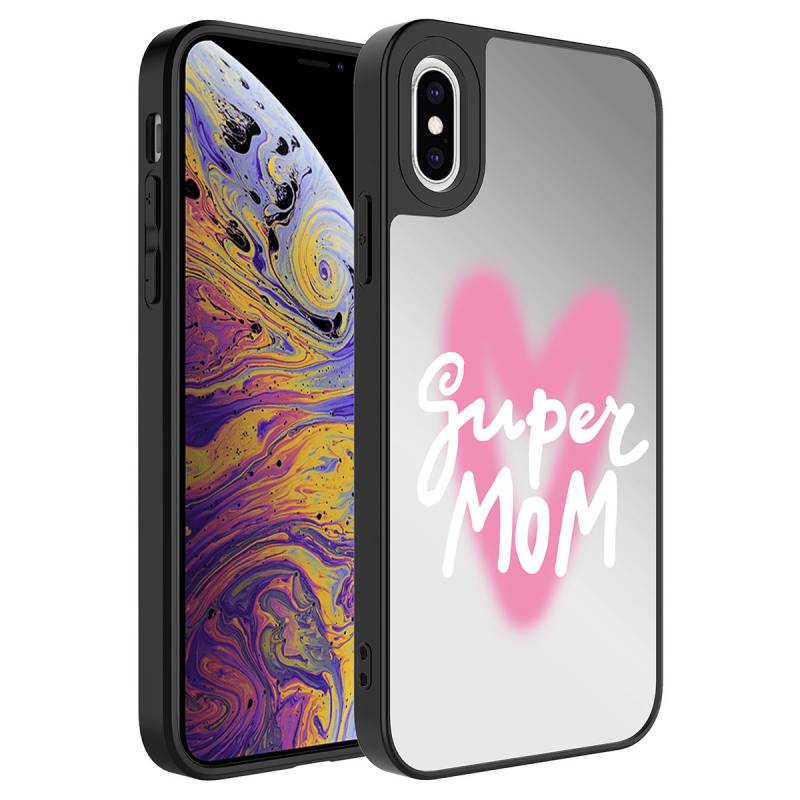 Apple iPhone X Case Mirror Patterned Camera Protected Glossy Zore Mirror Cover - 3