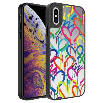 Apple iPhone X Case Mirror Patterned Camera Protected Glossy Zore Mirror Cover - 5