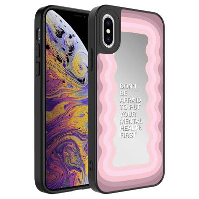 Apple iPhone X Case Mirror Patterned Camera Protected Glossy Zore Mirror Cover - 12