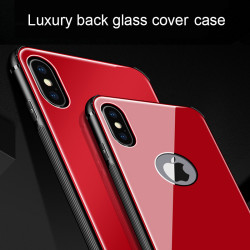 Apple iPhone X Kılıf Zore Düz Renkli Ebruli Cam Kapak - 2