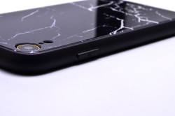 Apple iPhone XR 6.1 Kılıf Zore Mermer Desenli Ebruli Cam Kapak - 2