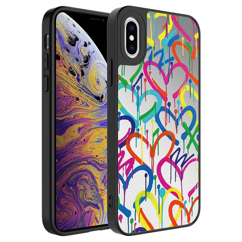 Apple iPhone XS 5.8 Case Mirror Patterned Camera Protected Glossy Zore Mirror Cover - 1