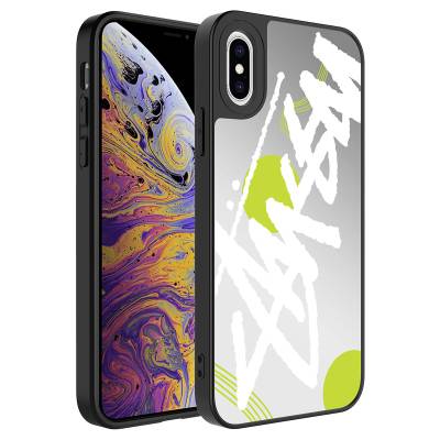 Apple iPhone XS 5.8 Case Mirror Patterned Camera Protected Glossy Zore Mirror Cover - 6